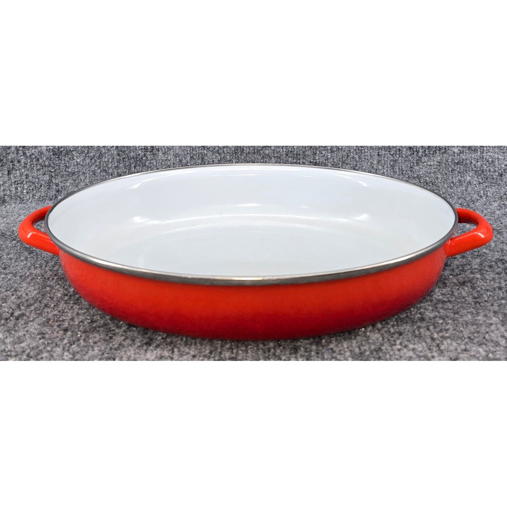 Dansk Kobenstyle Paella Pan Buffet Server 13.5" Red Vintage Enamel Handles